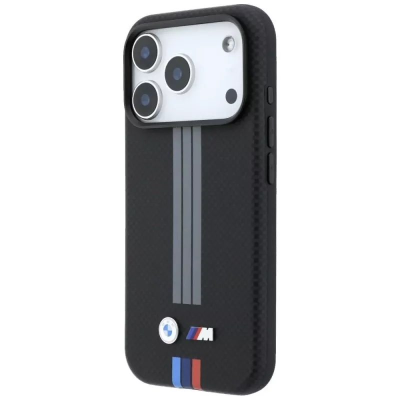 BMW M Quadrille Kevlar antracite e linee stampate tricolore custodia MagSafe per iPhone 18 Pro / 17 Pro