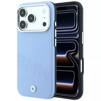 BMW Signature Inclined Deboss Letters custodia MagSafe per iPhone 18 Pro / 17 Pro - blu