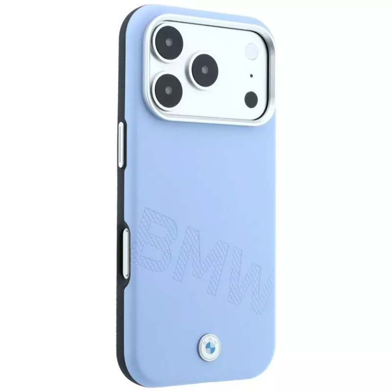 BMW Signature Inclined Deboss Letters custodia MagSafe per iPhone 18 Pro / 17 Pro - blu