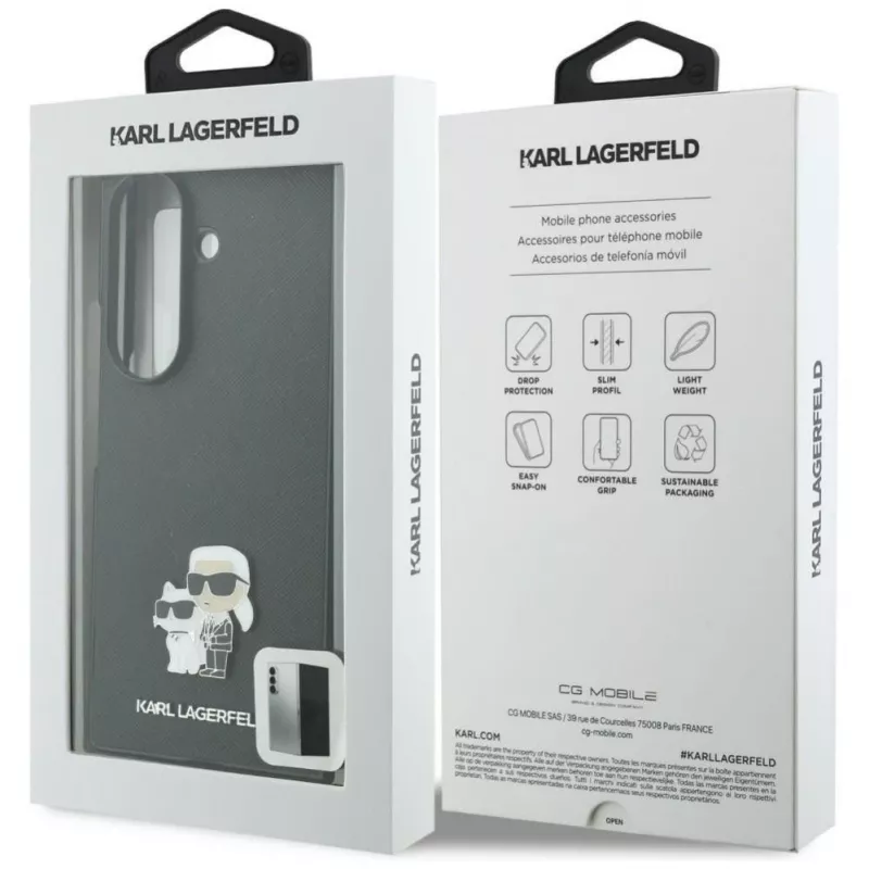 Karl Lagerfeld Saffiano Karl & Choupette Pin custodia per Samsung Galaxy Z Fold 8 Ultra - nero