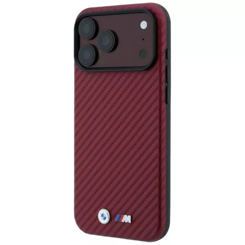 BMW M Carbon Metal Logo custodia MagSafe per iPhone 18 Pro / 17 Pro - bordeaux