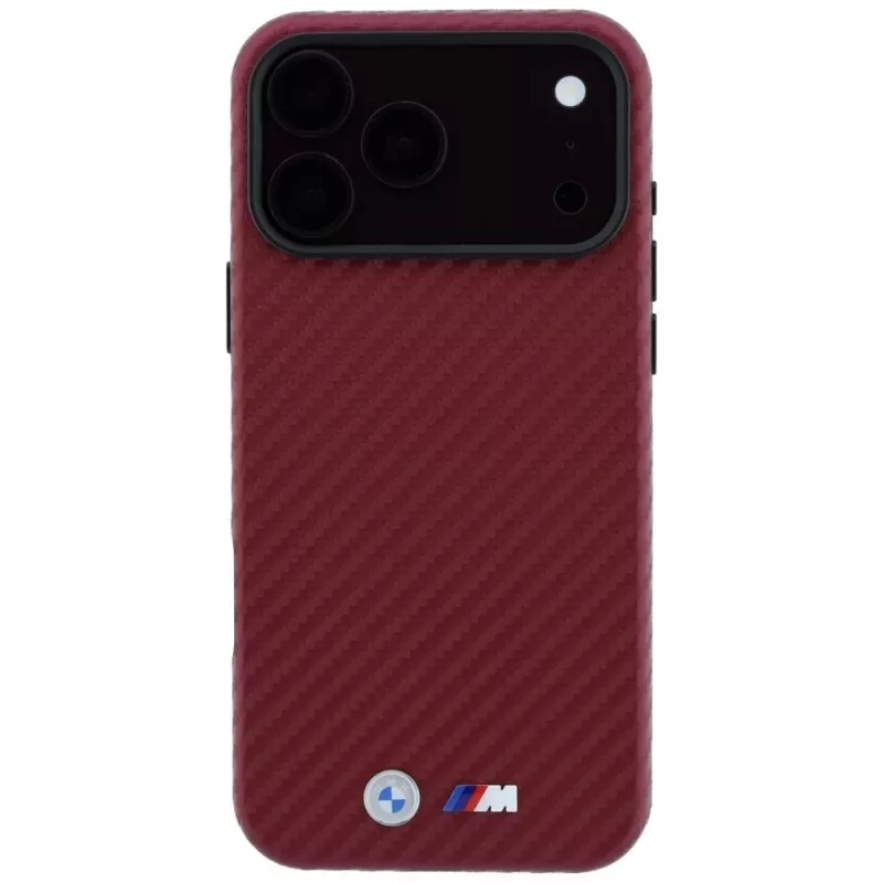BMW M Carbon Metal Logo custodia MagSafe per iPhone 18 Pro / 17 Pro - bordeaux