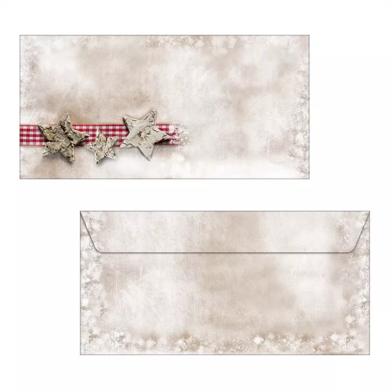Sigel DU049 Busta natalizia DIN lungo (DL, 110 x 220 mm), Winter Chalet, marrone/rosso, 90 g/m²