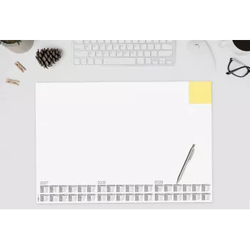 SIGEL H7490 calendario 3 anni sottomano da scrivania, 59,5 x 41 cm, 40 fogli, bianco con stampa grigia, retro in cartone antiscivolo