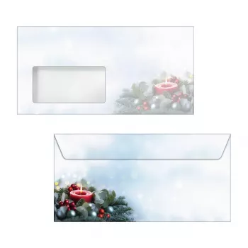 Sigel 50 buste di Natale Candlelight Cheer DIN long con chiusura autoadesiva