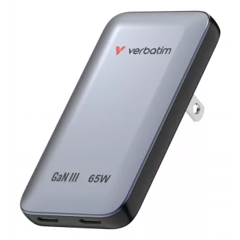 Verbatim Slim caricabatterie GaN 2 porte 65W (EU/UK/US) grigio