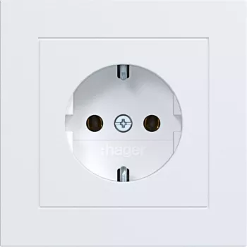 HAGER WAS1120WM presa SCHUKO con placca di copertura, morsetti senza viti, A.1, bianco luce opaco