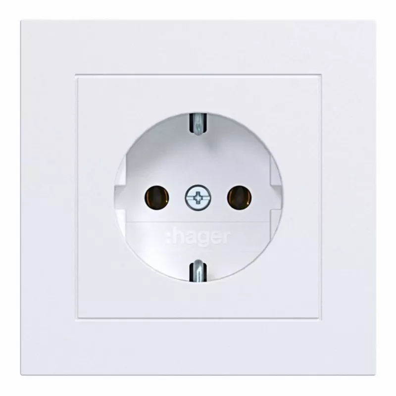 HAGER WAS1120WM presa SCHUKO con placca di copertura, morsetti senza viti, A.1, bianco luce opaco