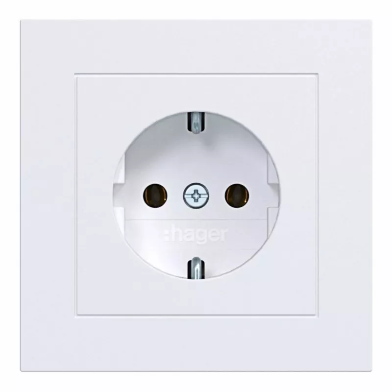 HAGER WAS1120WM presa SCHUKO con placca di copertura, morsetti senza viti, A.1, bianco luce opaco