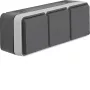 Hager WNC143 presa SCHUKO tripla da parete con coperchi a ribalta, IP55, grigio