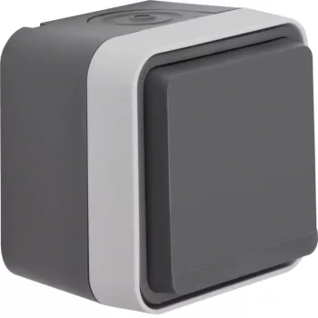 Hager WNC140 presa SCHUKO da parete con coperchio a ribalta, IP55, grigio