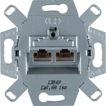 Hager WDF410862 Modulo di connessione dati schermato Cat.6A RJ45, 2 porte, da incasso, 10G, bianco
