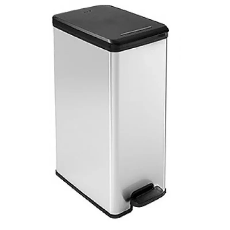 Curver Slim Bin 40L quadrato in plastica nero, argento