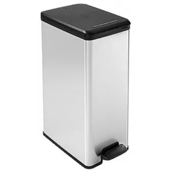 Curver Slim Bin 40L quadrato in plastica nero, argento