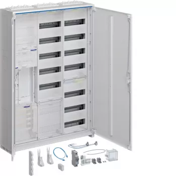 Hager Quadro di distribuzione completo universZ, 1 punto di misura, BKE-I, da parete, 3 campi, altezza 1100mm, cerniere porta a 5 punti, ESA