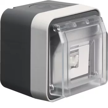 Hager WNC226 Presa dati da parete, schermata, Cat.6 RJ45, 8 poli, IP55, grigia, 1 porta