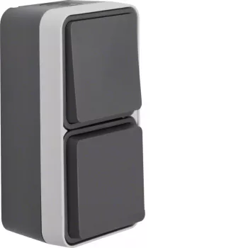 HAGER WNC080 Deviatore/presa Schuko con coperchio a ribalta, da parete verticale, grigio