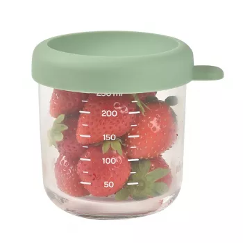 BEABA contenitore in vetro per alimenti per neonati con coperchio ermetico 250 ml verde salvia