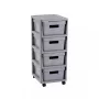 Curver Infinity libreria 4x10L grigia – armadietto contenitore in plastica con 4 cassetti effetto rattan