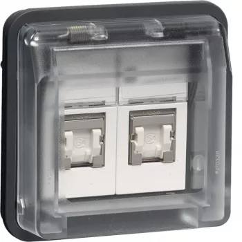 HAGER WNA227 inserto presa dati UAE, 8/8 poli schermato, Cat.6, W.1 IP55, grigio