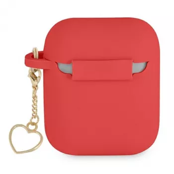 GUESS GUA2LSCHSR Custodia AirPods 1/2 Rossa Silicone Charm Heart Collection