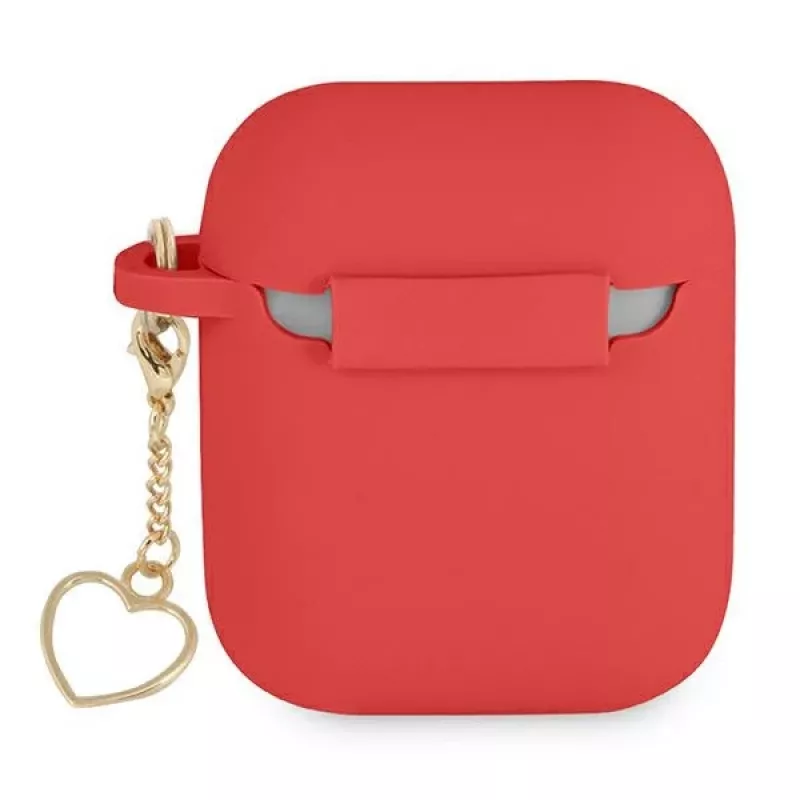 GUESS GUA2LSCHSR Custodia AirPods 1/2 Rossa Silicone Charm Heart Collection