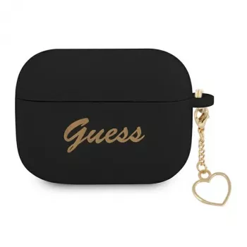 GUESS GUAPLSCHSK Custodia AirPods Pro Nero Silicone Charm Heart Collection