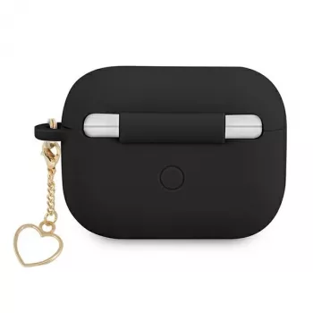 GUESS GUAPLSCHSK Custodia AirPods Pro Nero Silicone Charm Heart Collection