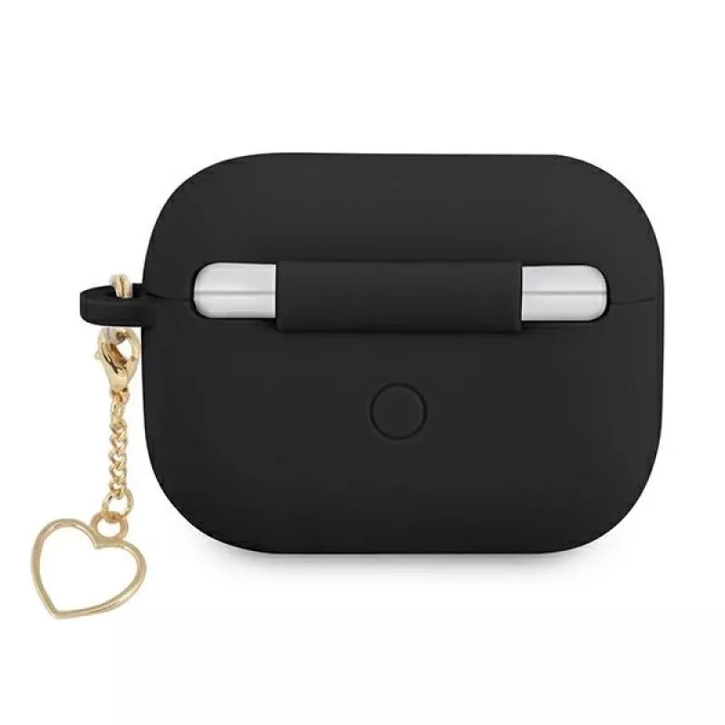 GUESS GUAPLSCHSK Custodia AirPods Pro Nero Silicone Charm Heart Collection