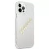 GUESS Vintage Script Gold Custodia Rigida per Apple iPhone 12 Pro Max - Trasparente