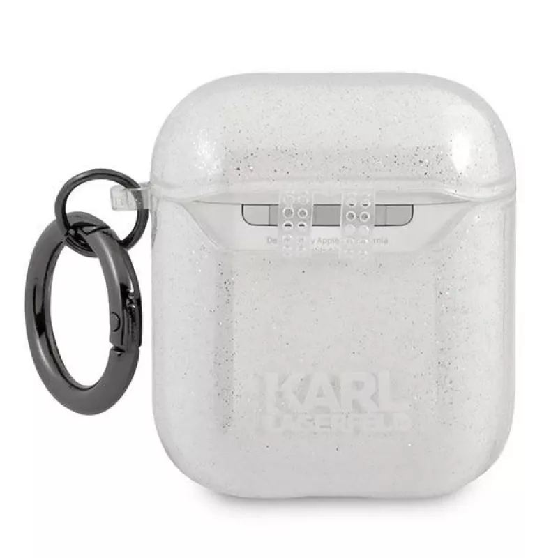Karl Lagerfeld KLA2UKHGS Custodia AirPods 1/2 Argento Glitter Karl's Head
