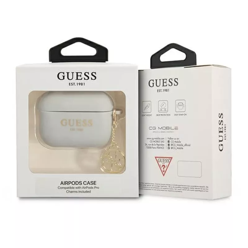 Guess GUAPLSC4EG Custodia AirPods Pro Grigia Silicone Charm 4G Collezione