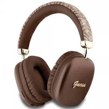 GUESS GUE003639 Gcube Cuffie Bluetooth On-Ear con Logo Metallic Script Marrone