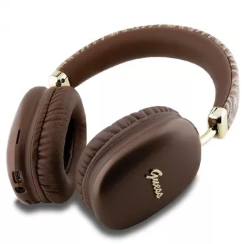 GUESS GUE003639 Gcube Cuffie Bluetooth On-Ear con Logo Metallic Script Marrone