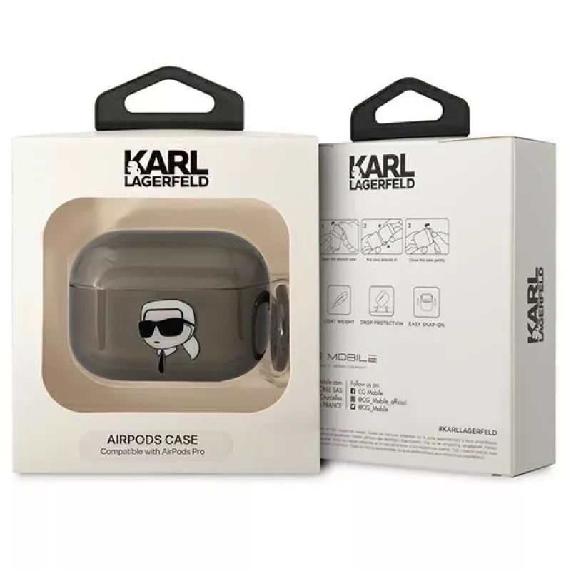 Karl Lagerfeld KLAPHNIKTCK Custodia AirPods Pro Nero Karl Head