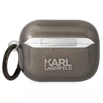 Karl Lagerfeld KLAPHNKCTGK Custodia AirPods Pro Glitter Karl & Choupette Nero
