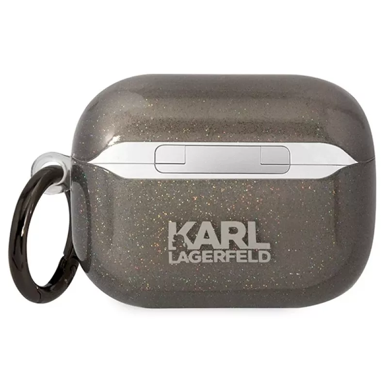 Karl Lagerfeld KLAPHNKCTGK Custodia AirPods Pro Glitter Karl & Choupette Nero