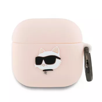 Karl Lagerfeld Silicone Choupette Testa 3D Custodia per AirPods 4 - Rosa