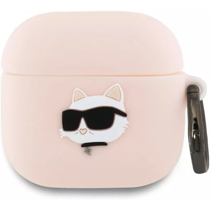 Karl Lagerfeld Silicone Choupette Testa 3D Custodia per AirPods 4 - Rosa