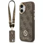 Custodia MagSafe GUESS 4G Strass Logo e Big Strap Metal Buttons per iPhone 17 - Marrone