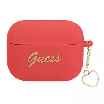 Custodia GUESS per AirPods Pro in silicone rossa Charm Heart Collection