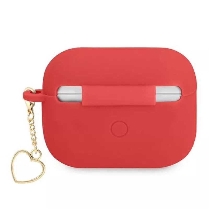 Custodia GUESS per AirPods Pro in silicone rossa Charm Heart Collection