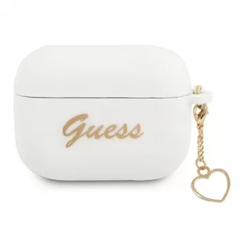 Custodia Guess GUAPLSCHSH per AirPods Pro in silicone bianca Charm Heart Collection