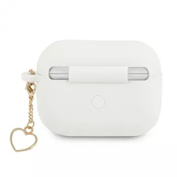 Custodia Guess GUAPLSCHSH per AirPods Pro in silicone bianca Charm Heart Collection