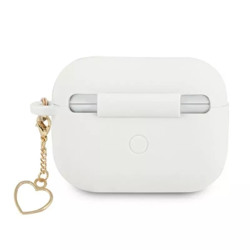 Custodia Guess GUAPLSCHSH per AirPods Pro in silicone bianca Charm Heart Collection