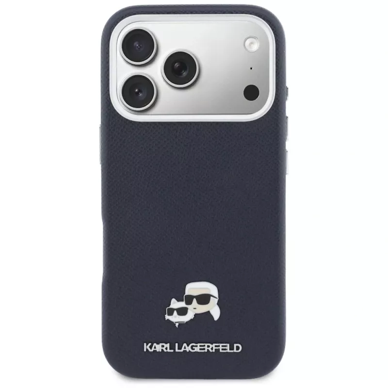 Custodia MagSafe Karl Lagerfeld Karl & Choupette Head Pins Saffiano per iPhone 17 Pro - Blu