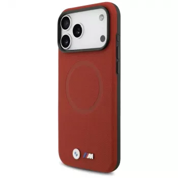 Custodia MagSafe BMW M FW Metal Logo per iPhone 17 Pro Max, Rossa