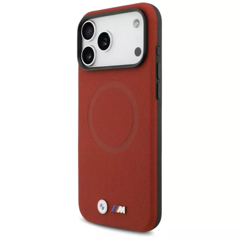 Custodia MagSafe BMW M FW Metal Logo per iPhone 17 Pro Max, Rossa