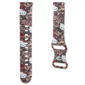 Bracciale universale in silicone Hello Kitty con motivo graffiti tags, rosa, 20 mm