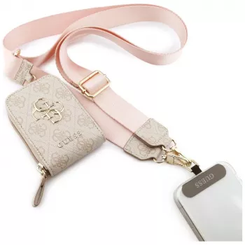 Tracolla universale per telefono GUESS 4G Metal Logo con piccola pochette - Rosa